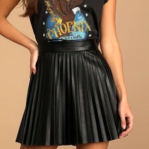 Pleated Vegan Leather Mini Skirt